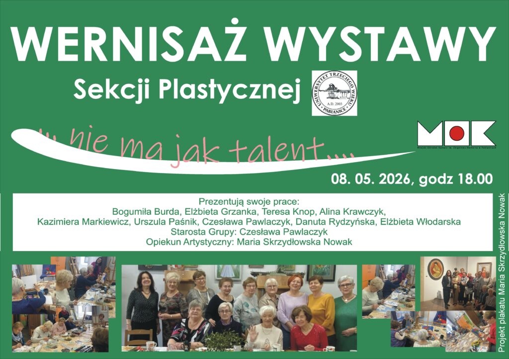 Wernisaż wystawy Sekcji Plastycznej UTW Pabianice
